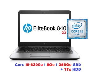 HP EliteBook 840 G3 Core i5-6300U I 8Go I 256 Go SSD+1To I 14″