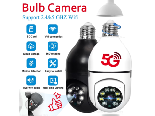 Caméra de Surveillance 5G Wifi, intérieure, ampoule E27 200W, Vision nocturne, couleur, suivi automatique des personnes